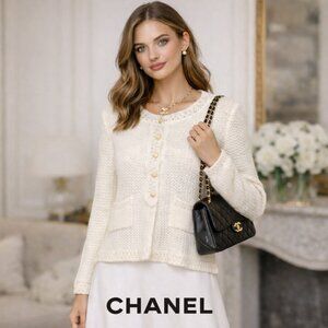 Vintage Chanel Tweed Top Pre-Spring 2002 Karl Lagerfeld CC Buttons